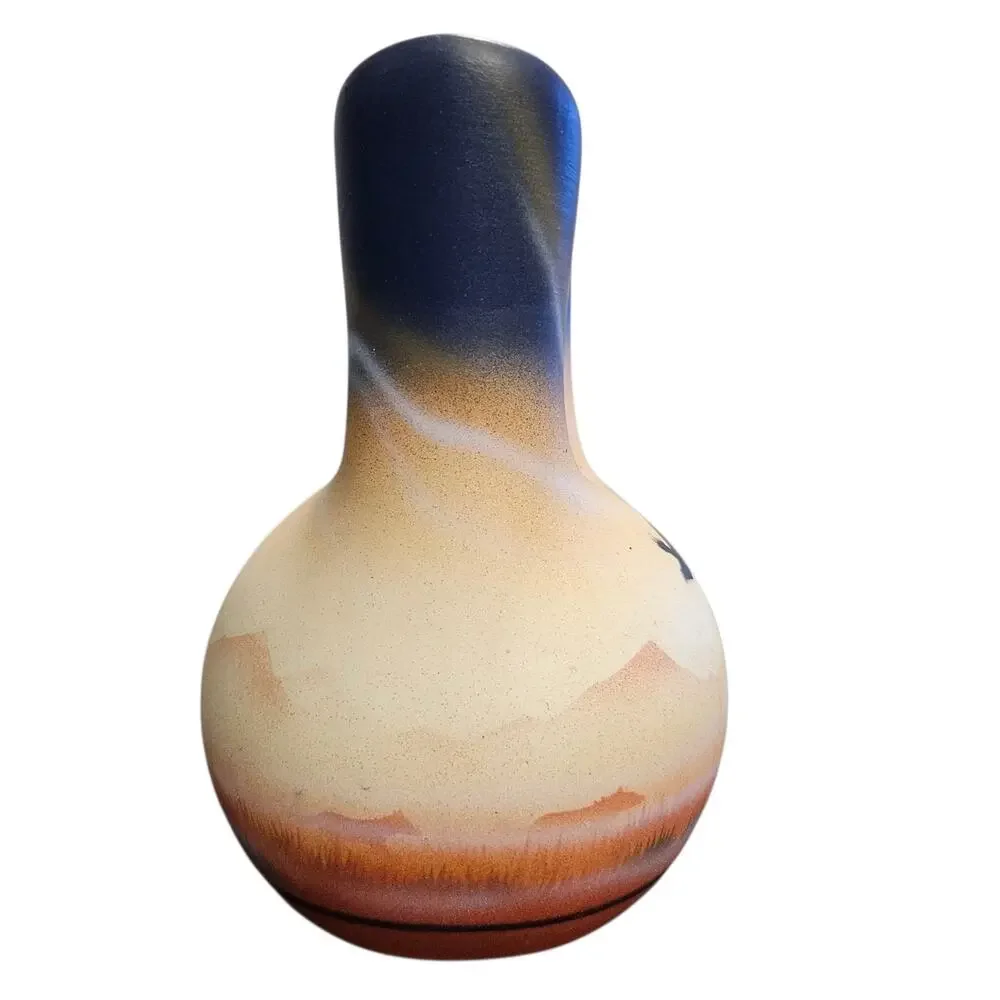 RWA 1990 Southwest Wedding Vase Native American Inspired Hand Painted Pottery